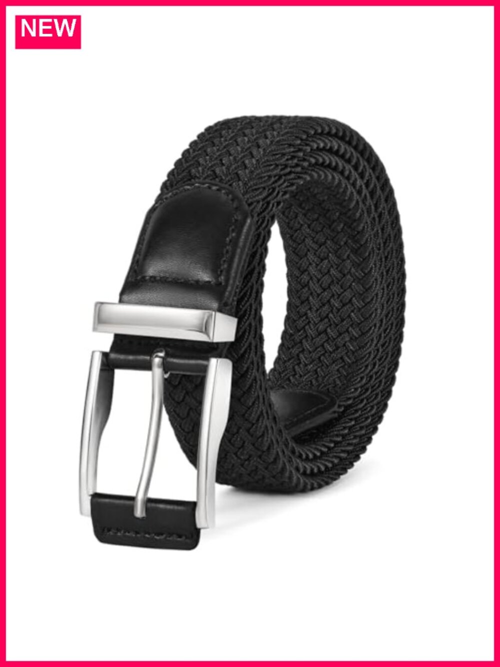 Stretchy Braided Belt Elastic Woven No-Hole Adjustable Casual Golf